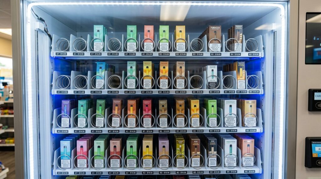 vape vending machine filled with vape products