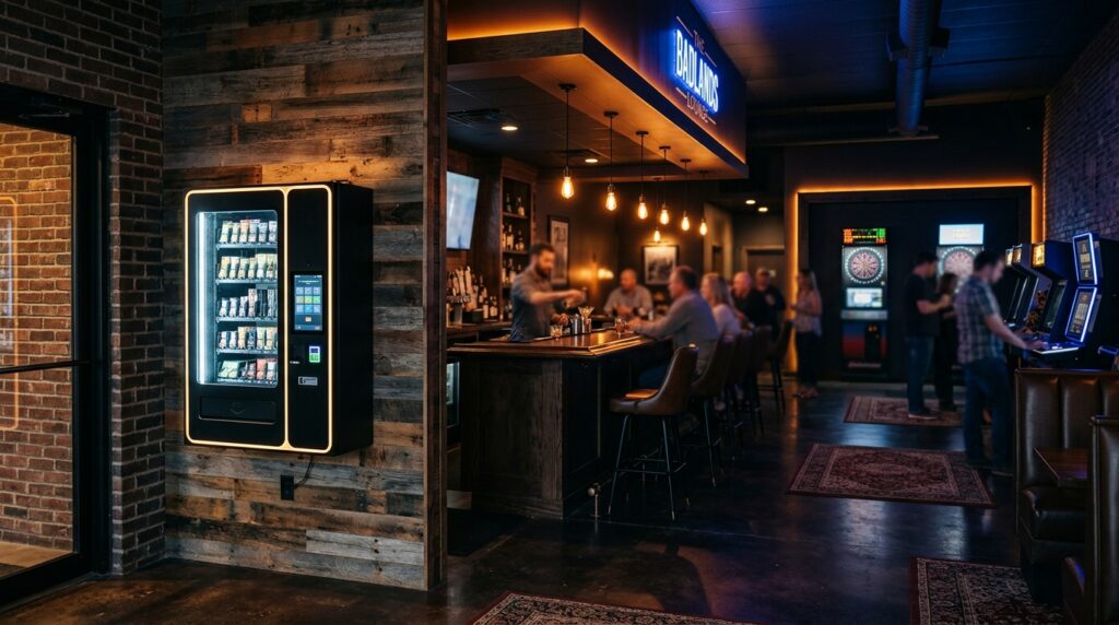 vape vending machine placed at a bar