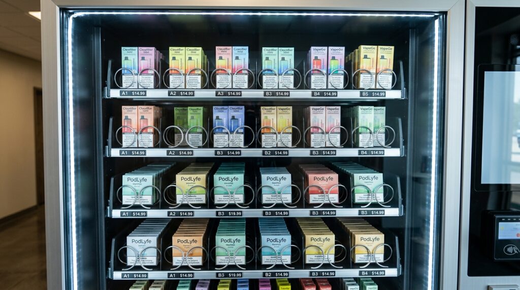 vape vending machine full with product