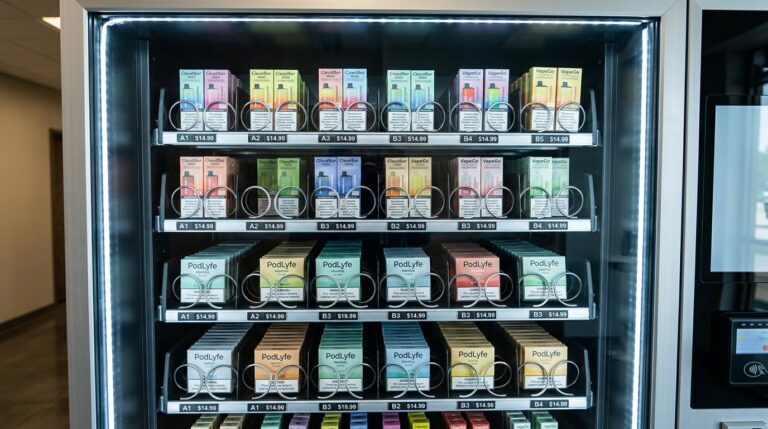 vape vending machine full of vape products