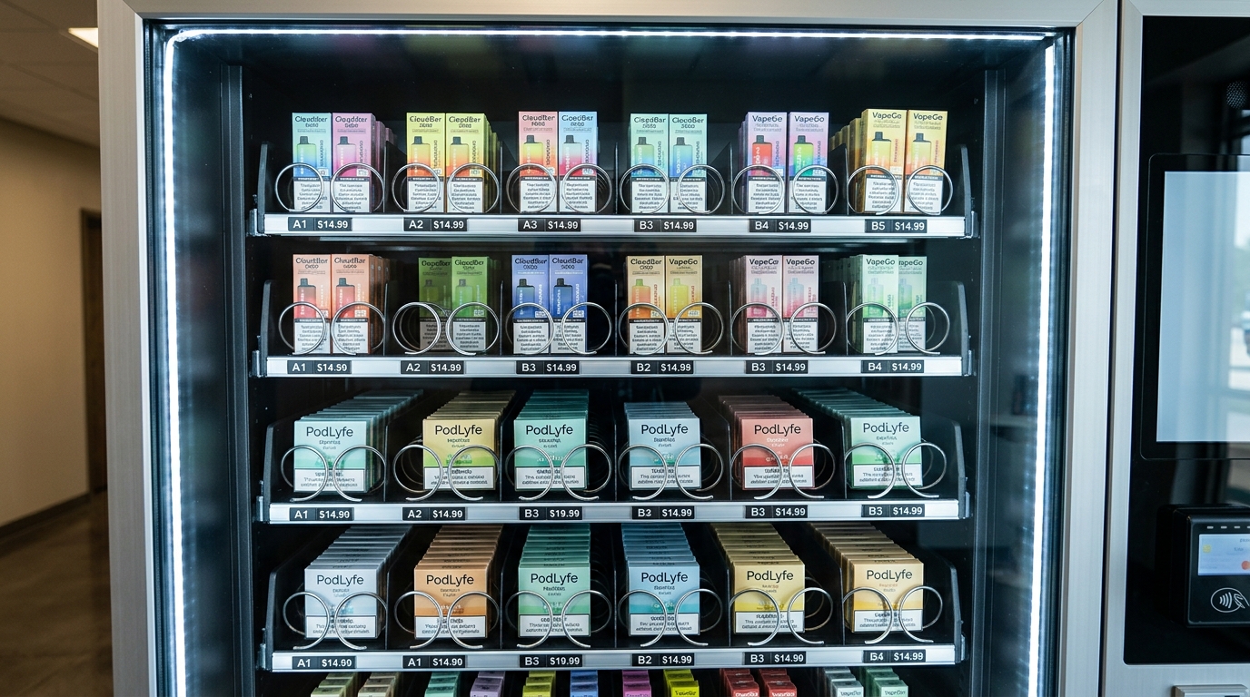 vape vending machine full of vape products