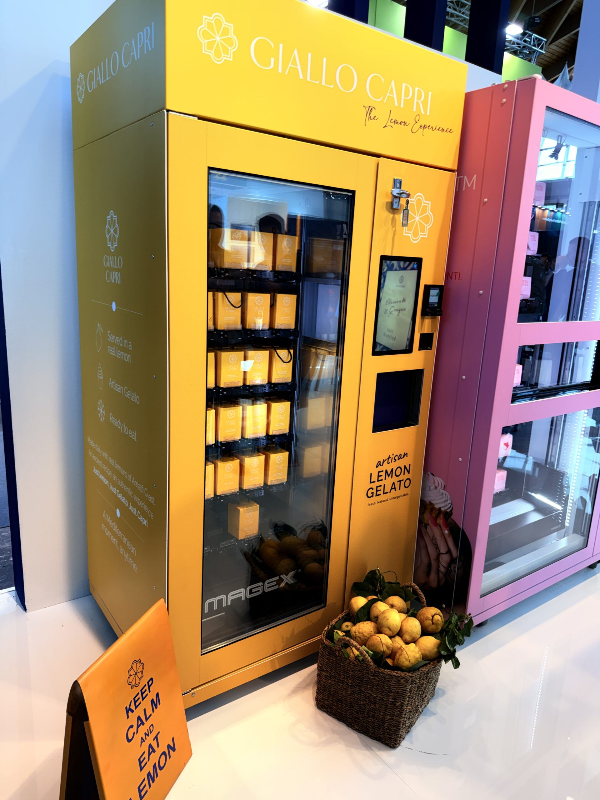 Premium gelato vending machine at Venditalia 2026, an example of perishable product that triggers food safety compliance