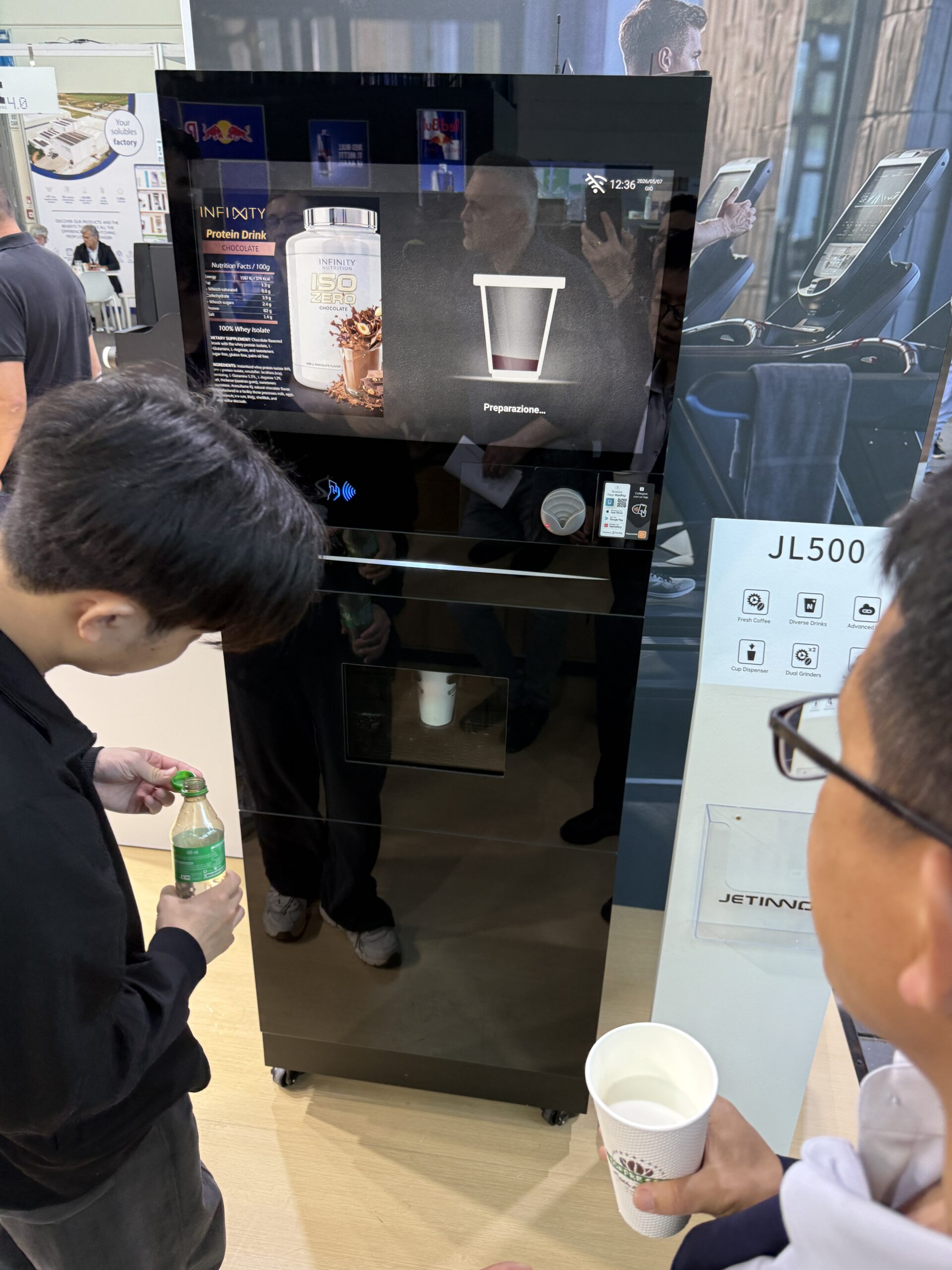 Protein shake vending machine installed for a gym environment