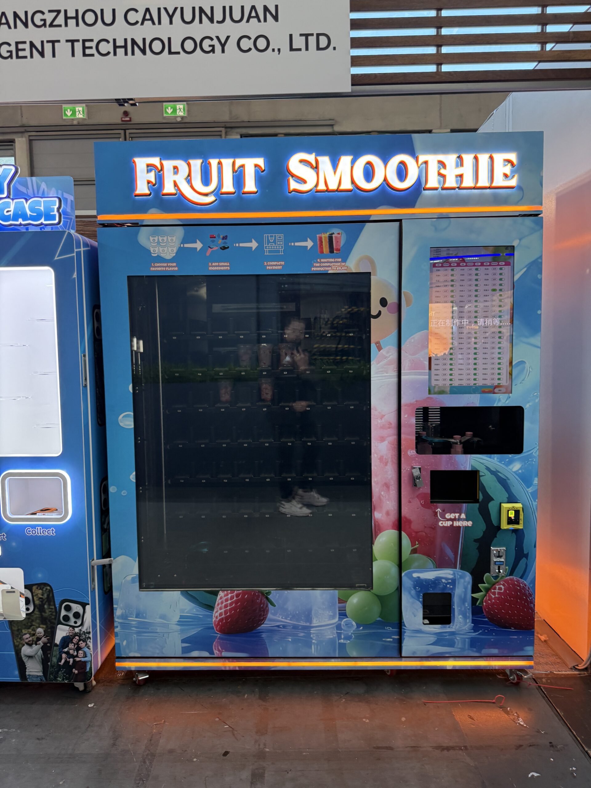 Smoothie vending machine installed in a commercial location