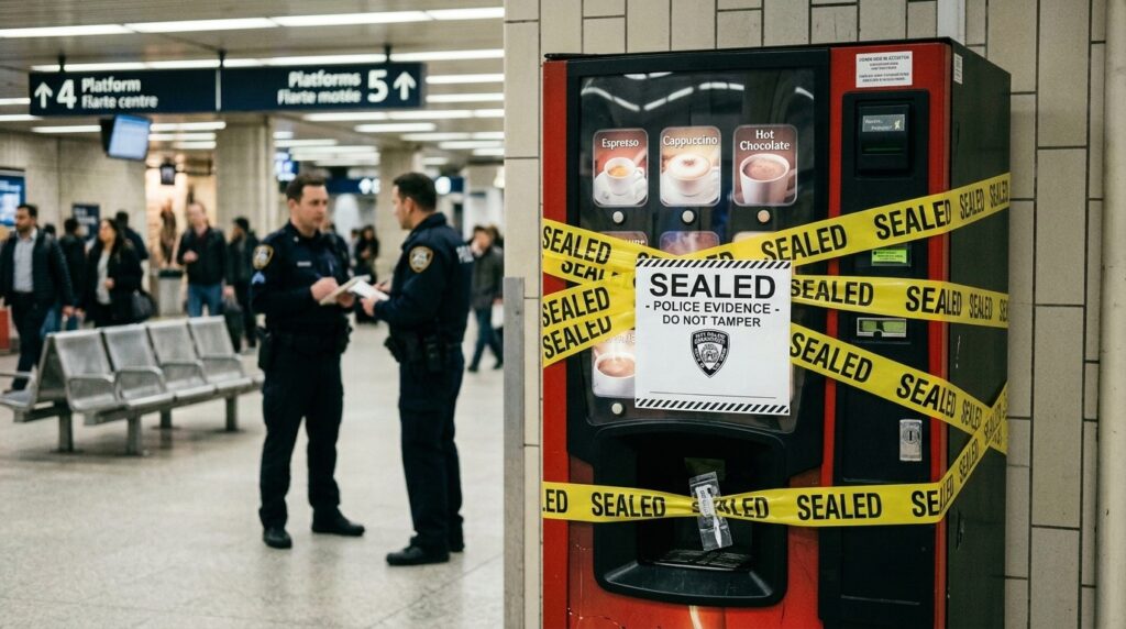 coffee vending machine sealed by police over non compliance
