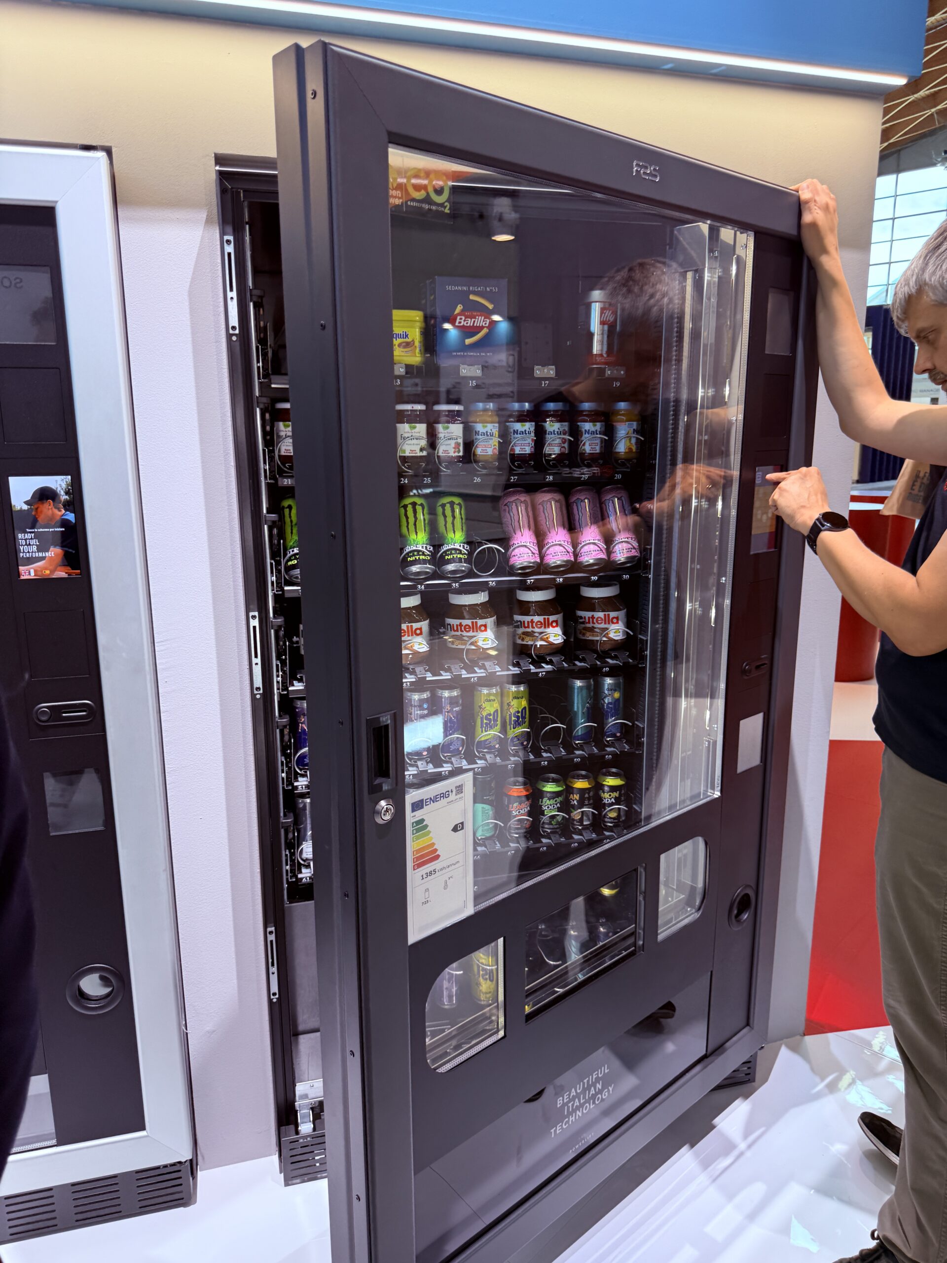 Outdoor vending machine cabinet showing exterior installation