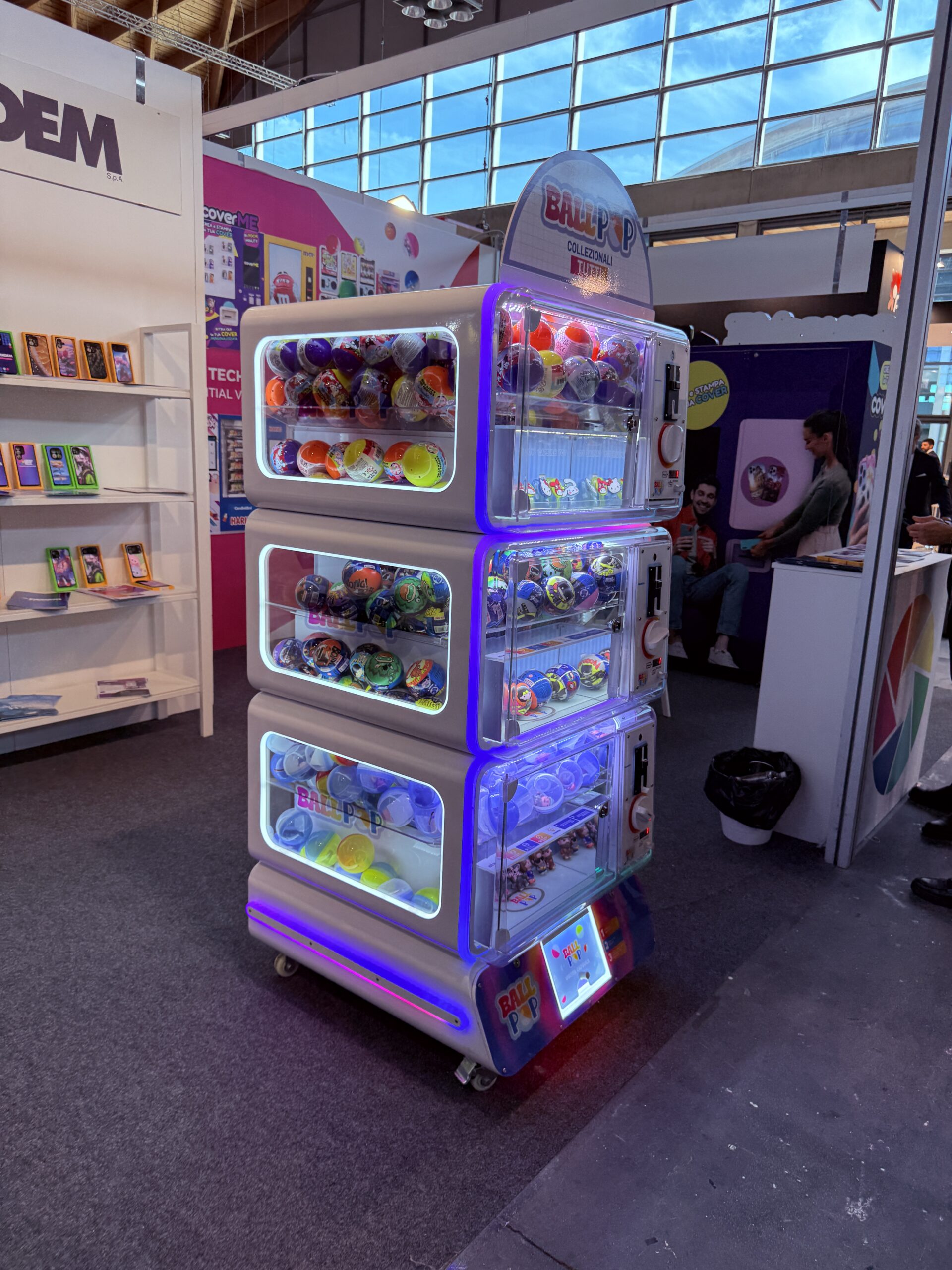 Capsule vending machine window showing licensed character capsules
