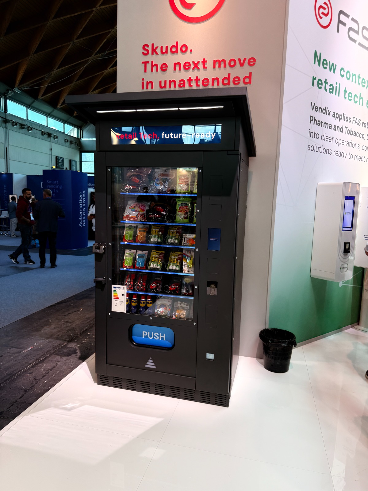Outdoor vending machine installed on an exterior wall